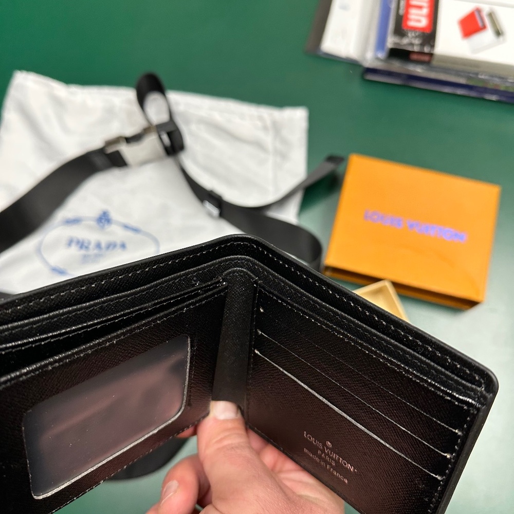 PRADA SIDE BAG. LOUIS VUITTON WALLET